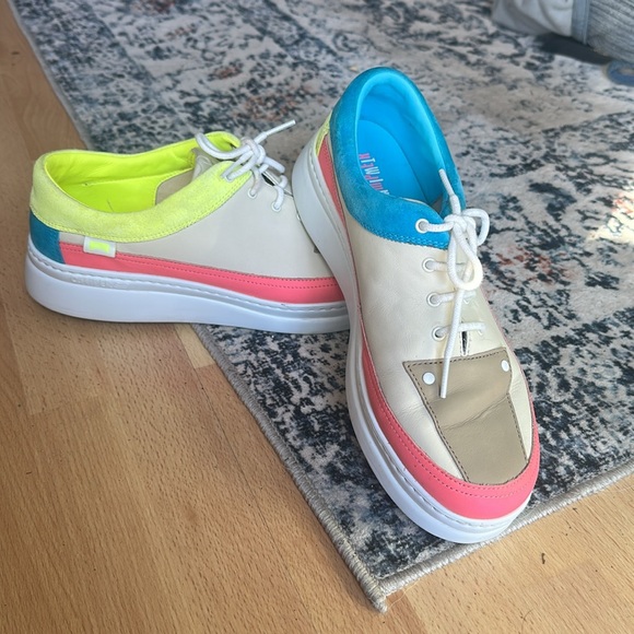 Camper Twinss Multicolor Suede and Leather Neon Sneaker EU 41/ US 10 - Picture 3 of 10